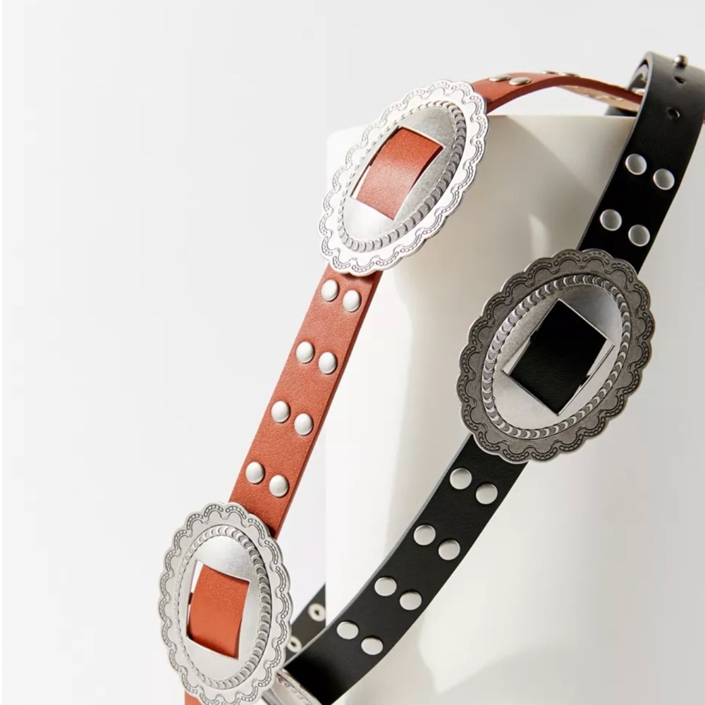 Studded Western Charm Boho Hipster Hippie Art Deco Farm Peasant Black Chic Belt